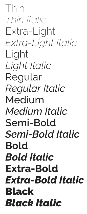 Raleway in Google Fonts offers a variety of font weights from 100 to 900. How can we use these different font weights to our advantage in our design?