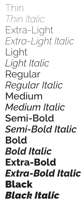Raleway in Google Fonts offers a variety of font weights from 100 to 900. How can we use these different font weights to our advantage in our design?